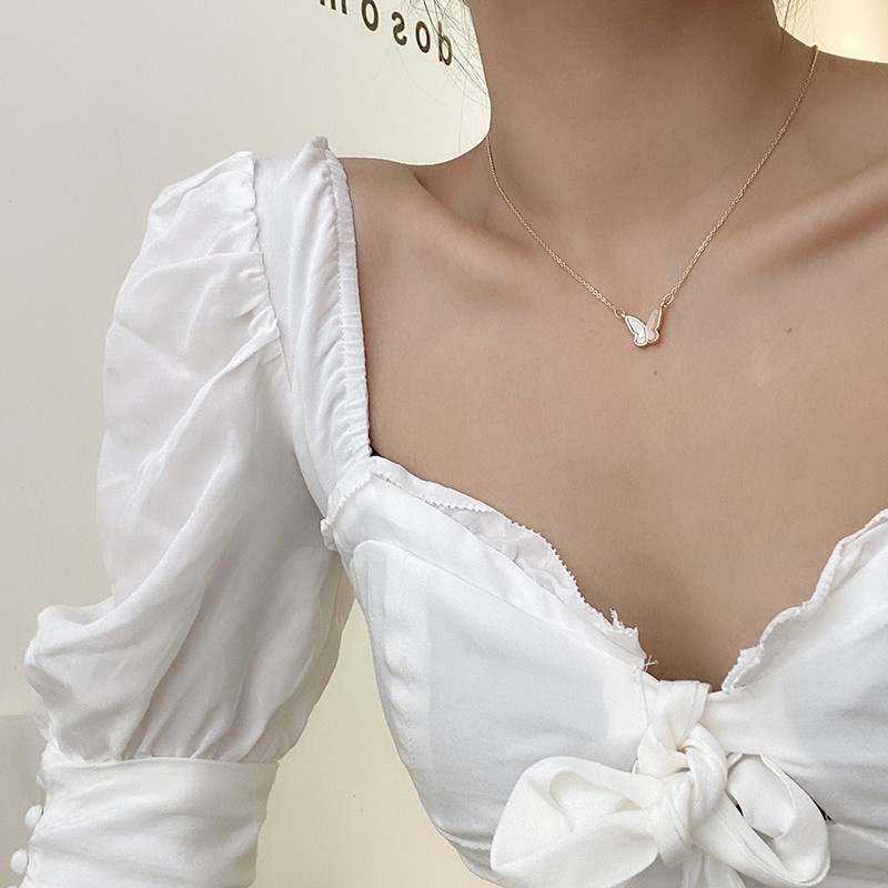 Vòng cổ mặt hình con bướm đơn giản phong cách Hàn Quốc