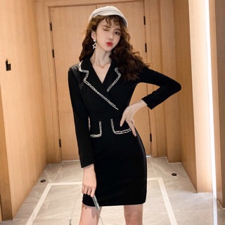 đầm thu đông 2019 chât voan tay lưới