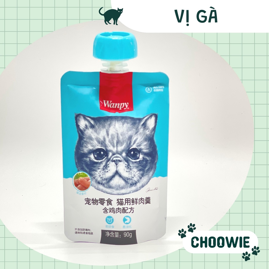 Súp thưởng cho mèo WANPY NẮP VẶN 90 gr nhiều dinh dưỡng | Snack cho mèo