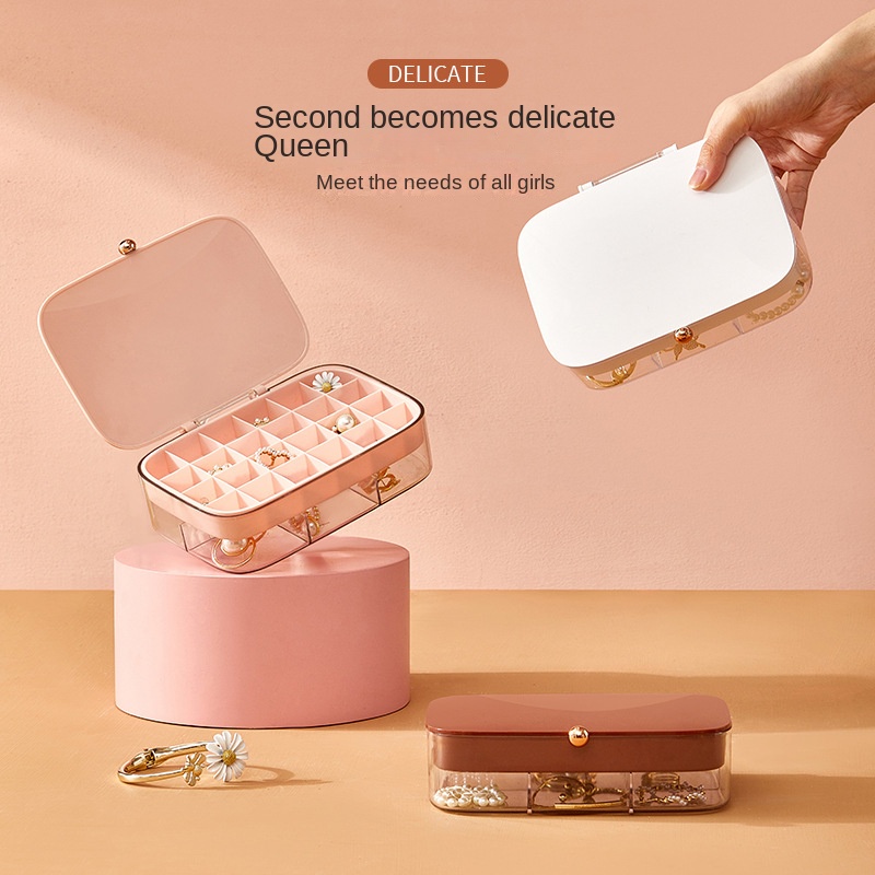 Hộp Đựng Trang Sức Hai Tầng Cỡ Lớn Chống Bụi Tiện Dụng