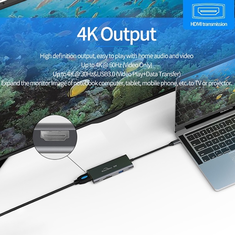 Đế Sạc Usb 3.0 Hdmi Tf Lan Pd Usb Hub Cho Macbook | BigBuy360 - bigbuy360.vn