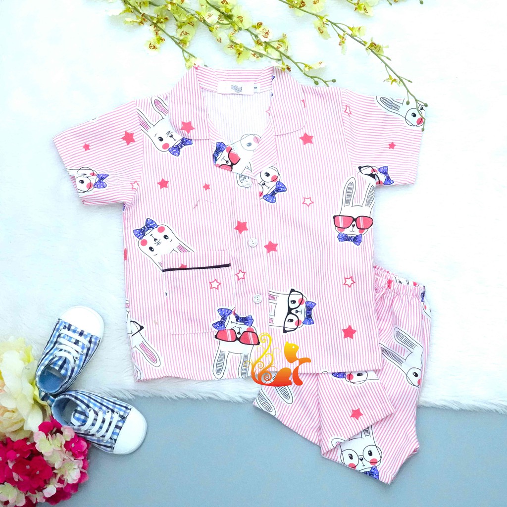 Bộ Đồ Mặc Nhà &quot;Thỏ đeo kính&quot; Pijama Kate Thái - Cho Bé 8 - 38kg.