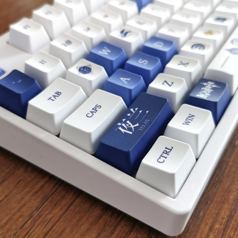 Ye Lan Theme Keycap Genshin Impact Keycap OEM Profile PBT Thuốc nhuộm-Thăng hoa Bàn phím cơ Keycap Anime Keycap 108 Phím
