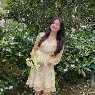 Đầm Hoa Voan Vàng