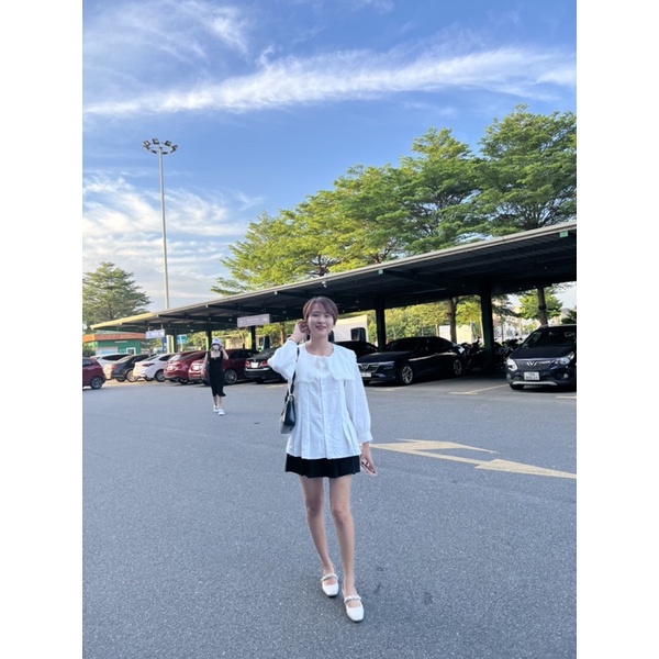 Áo babydoll  cổ thủy thủ ren-ảnh thật