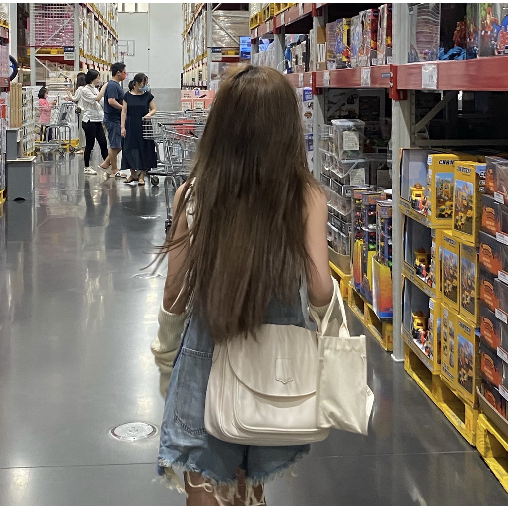 Áo liền quần XIAOZHAINV denim ngắn phối túi phong cách vintage thời trang mùa hè cho nữ