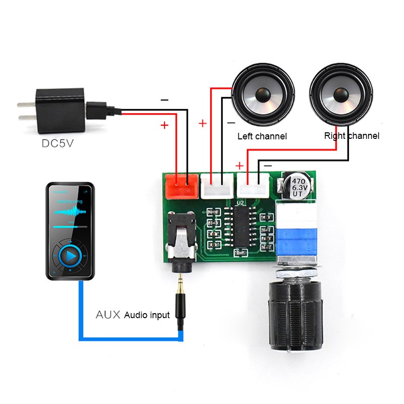 Bo mạch khuếch đại công suất kỹ thuật số 2x3W PAM8403 XH-A157 đầu vào AUX điện áp DC 5V