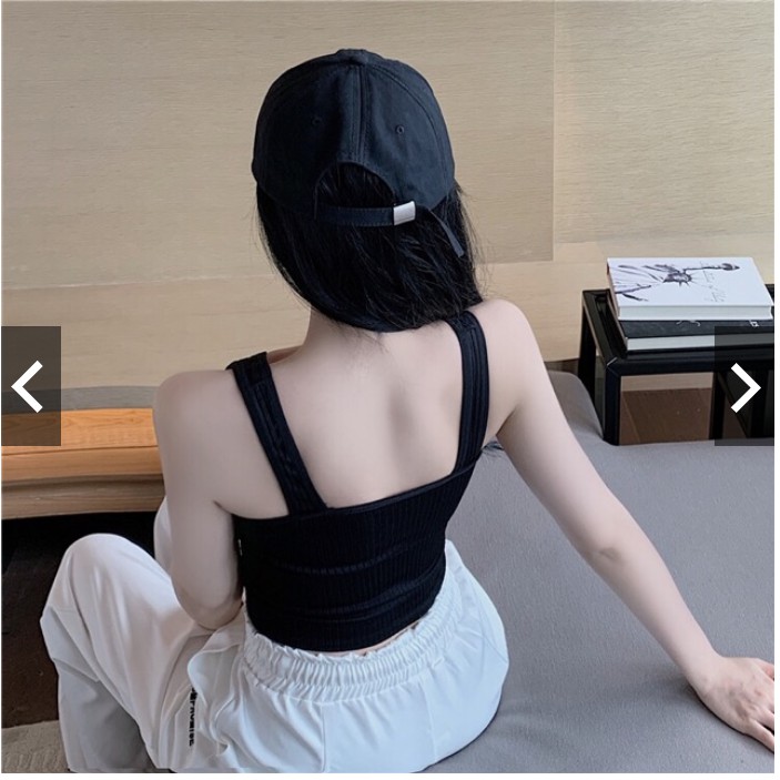 Áo bra gân tăm chất đẹp bo eo kết hợp với áo vest ngoài thanh lịch | BigBuy360 - bigbuy360.vn