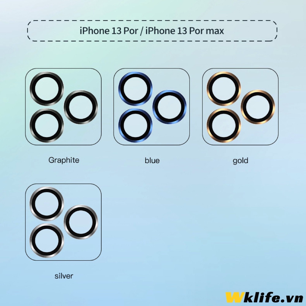 Bộ Lens Bảo Vệ Camera 13 Mini / 13 Totu Viền Kim Loại Kính Cường Lực Có Khung Dán
