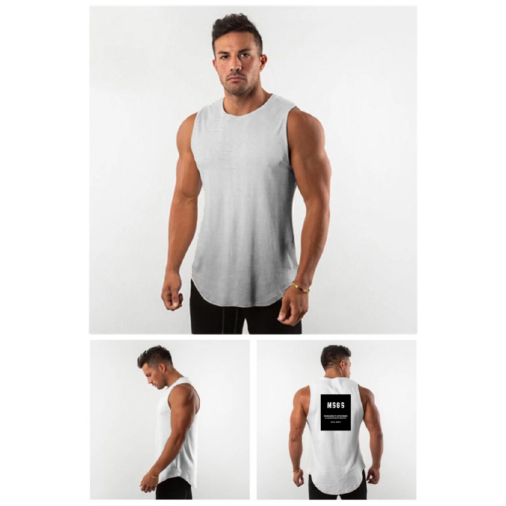 New Summer Mesh Fitness Casual Gym Tank Top Men Sports Workout Clothing Bodybuilding Fashion Singlets Sleeveless Quick Dry Vest