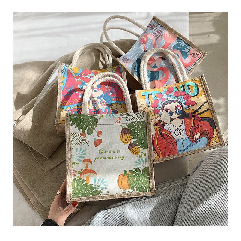 Túi Xách Nữ Đẹp Vải Vẽ Tranh Sơn Dầu điệu đà trẻ trung kết hợp phong các Vintage Hàn Quốc mã 5033 | BigBuy360 - bigbuy360.vn