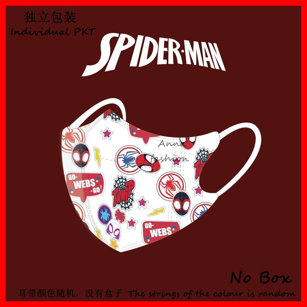 Set 5 / 10 / 30 Khẩu Trang 3 Lớp Dùng Một Lần Họa Tiết Người Nhện Cho Trẻ Em / Trẻ Em