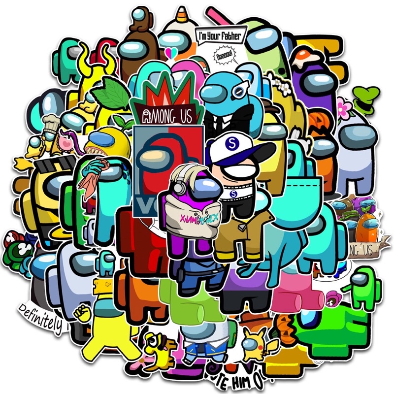 Hình Dán Sticker Among Us Chống Nắng, Chống Nước Dán Mũ Bảo Hiểm, Vali, Điện Thoại