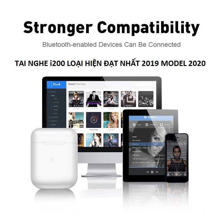 Tai Nghe Bluetooth, Tai Nghe Không Dây i200 Tai Nghe Airpod Bluetooth 2020