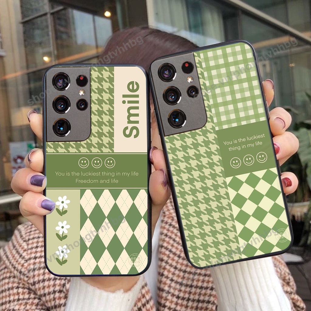 Ốp lưng Samsung S21 / S21 FE / S21 Plus / S21+ / S21 Ultra in mẫu gấu bo viền , smile mặt cười cực cute đẹp