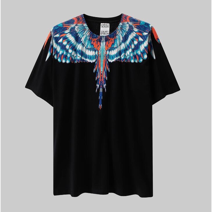 Áo Thun Đen Tay Ngắn In Hình Đôi Cánh Thời Trang Cho Nam