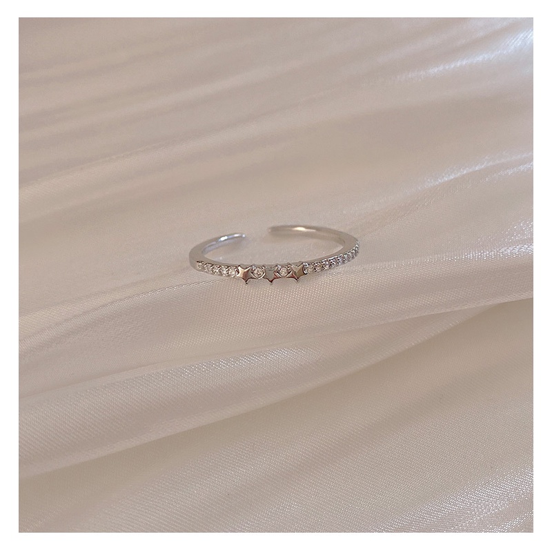 Nhẫn Hở Hình Trái Tim Đính Đá Zircon Thời Trang Hàn Quốc