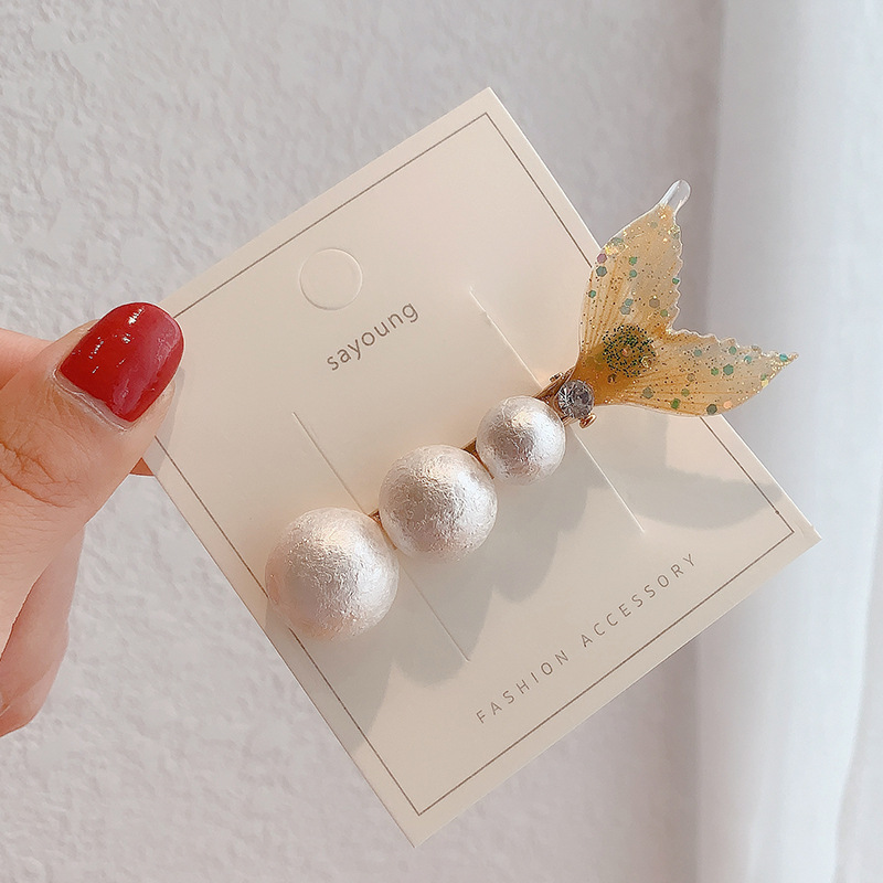 Kẹp tóc đính ngọc trai nhân tạo xinh xắn theo phong cách 2092610