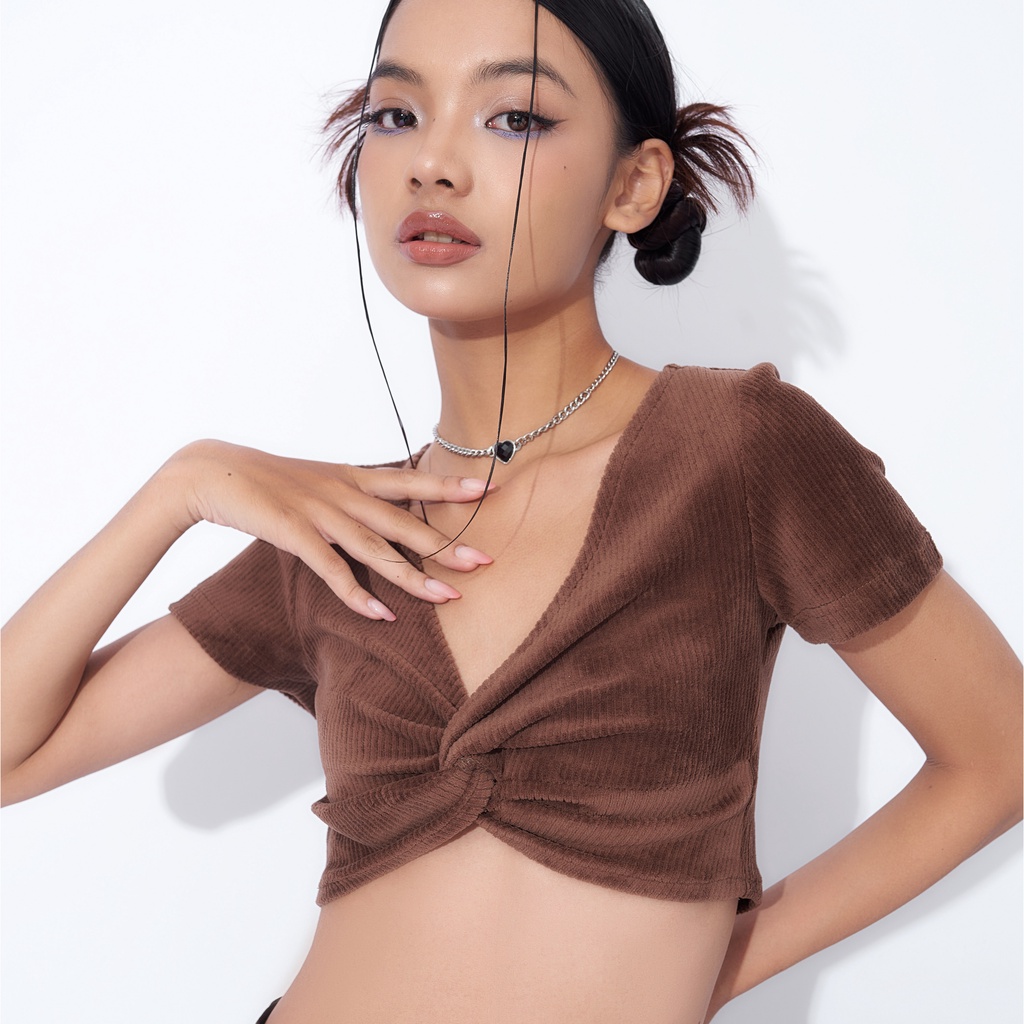 Áo Croptop Nhung PRADIES Twisted
