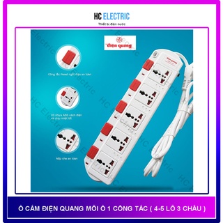 [ ĐIỆN QUANG ] Ổ cắm Điện Quang  mỗi ổ 1 công tắc ( 4-5 lỗ 3 chấu ) - 2/5m