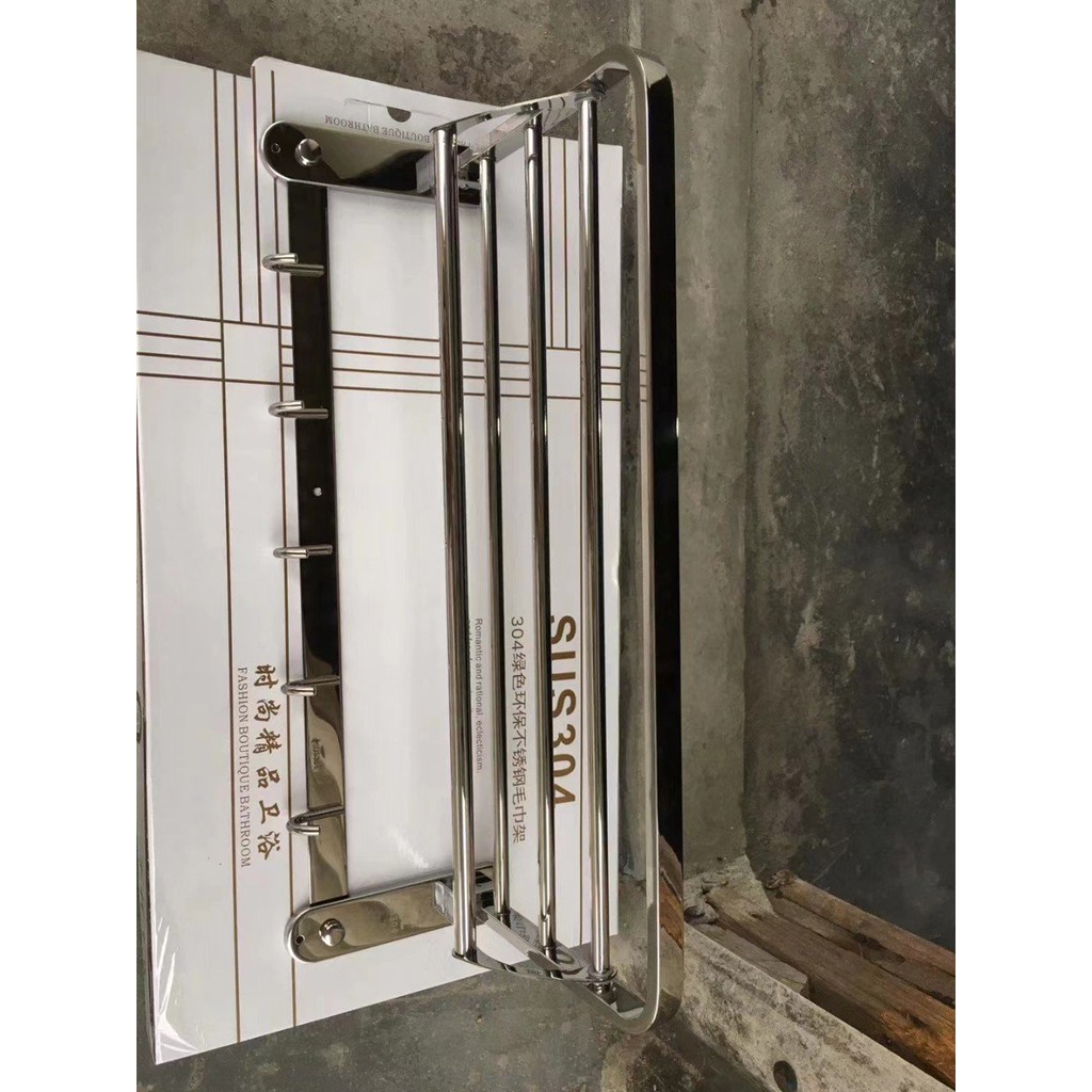 Bộ phụ kiện phòng tắm 4 món Inox 304 cao cấp, Giá treo khăn, thanh vắt khăn, móc treo quần áo