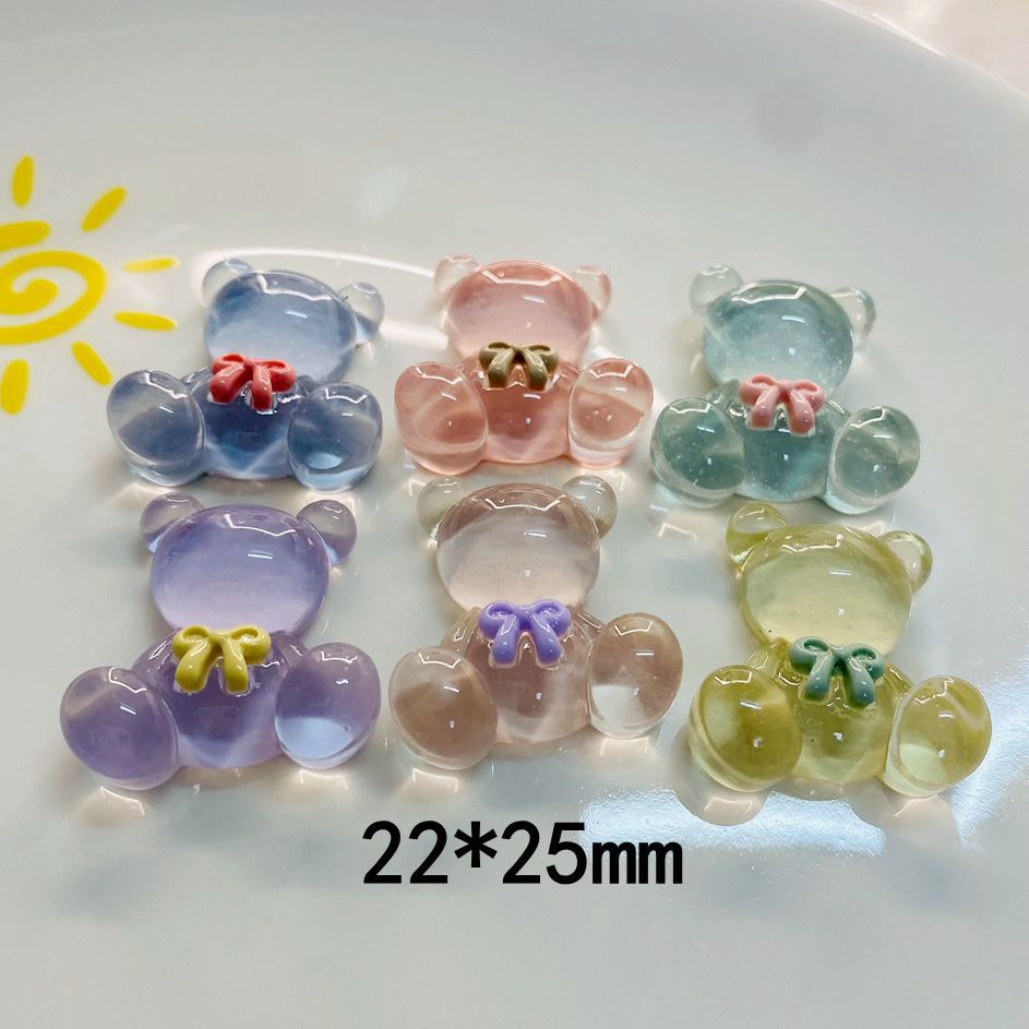 Set 10 Miếng Dán Kẹp Trang Trí Điện Thoại/Sổ Tay Hình Gấu/Cà Vạt Trong Suốt DIY