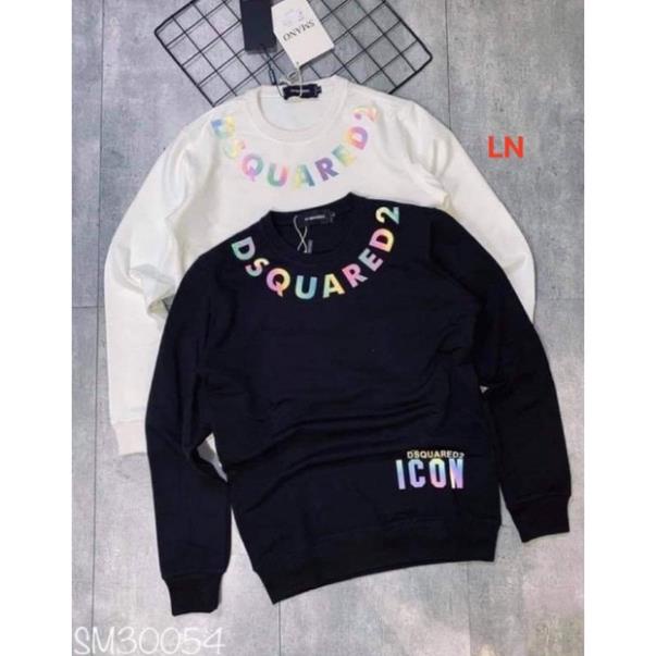 Áo Sweater DSQUARED2 vòng cổ phản quang 7 màu nỉ dài tay cổ tròn dày đẹp