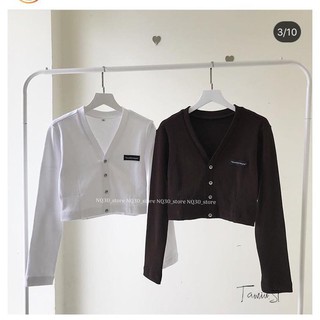 Áo thun nữ | Áo croptop thun gân tay dài cổ tim