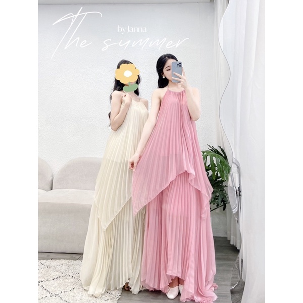 - Váy maxi cổ yếm hở lưng voan tơ tiểu thư ulzzang quyến rũ ngọt ngào - K15 - jannahouse