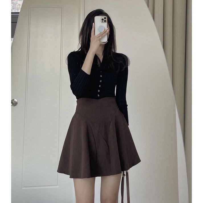 Chân váy nhung tăm dáng xoè [ FREE SHIP] có quần trong hàng QCCC Ảnh thật 100% | BigBuy360 - bigbuy360.vn