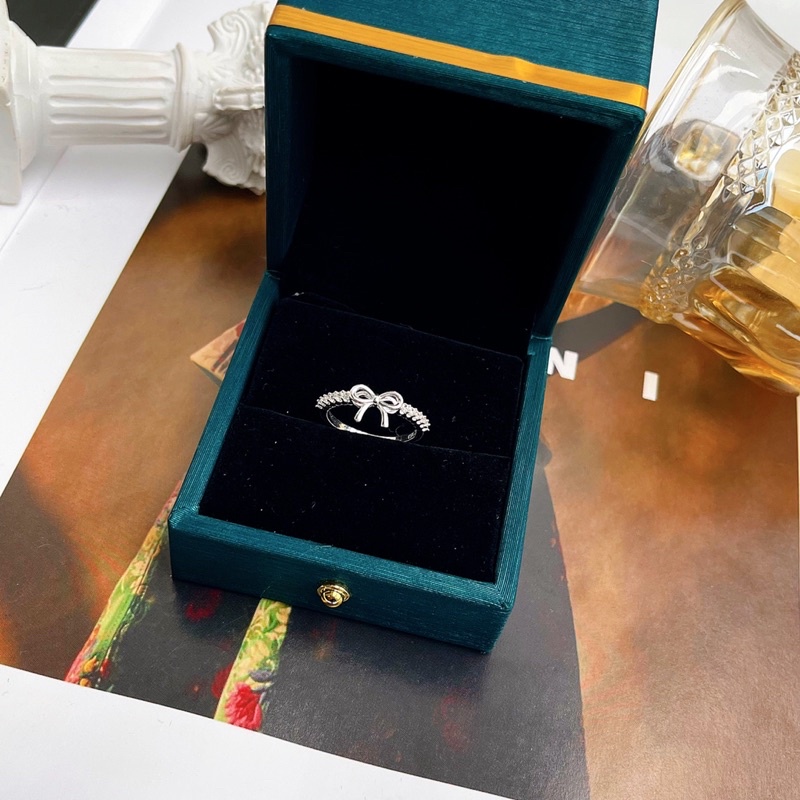 Nhẫn bạc nữ nơ trơn đai đá N033 - Trang Sức MINA JEWELRY