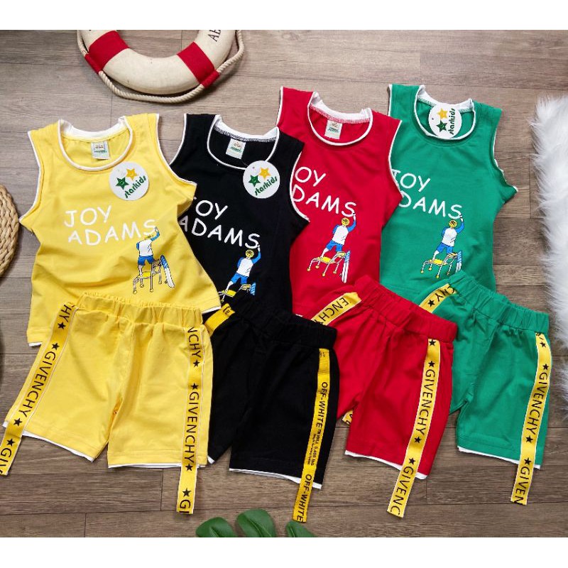 Bộ ba lỗ JOY ADAMS bé trai Chính hãng STARKIDS size 10-40kg phong cách hiphop cực chất