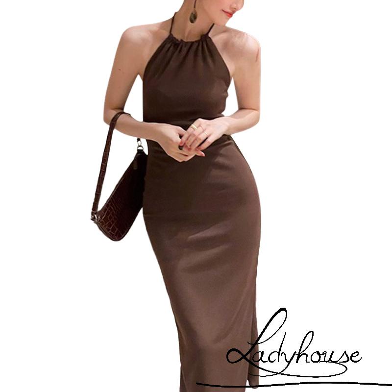 Đầm dài không tay hở lưng màu sắc thời trang dành cho nữ