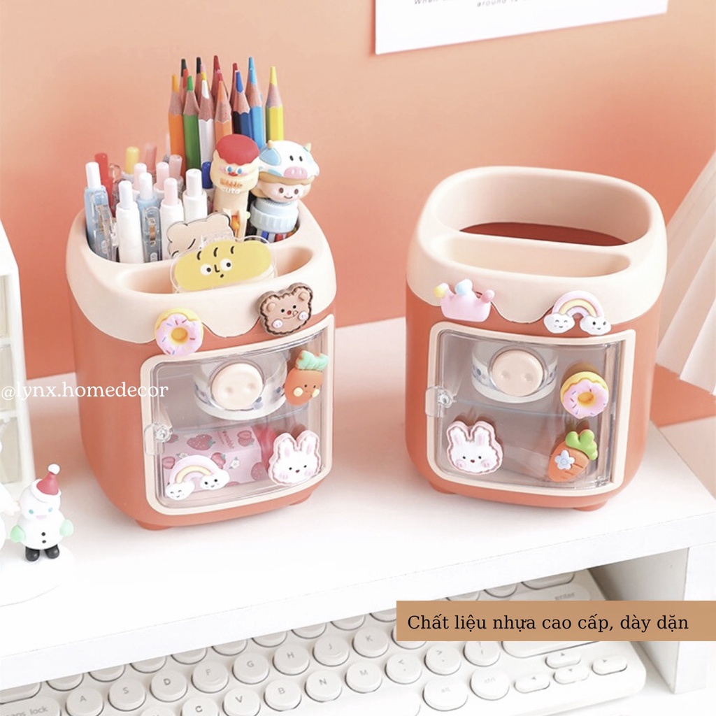 Ống Cắm Bút + Tủ Để Đồ Đa Năng 2in1 Hình Lợn Dễ Thương Màu Pastel Kẹo Ngọt Lynx Home
