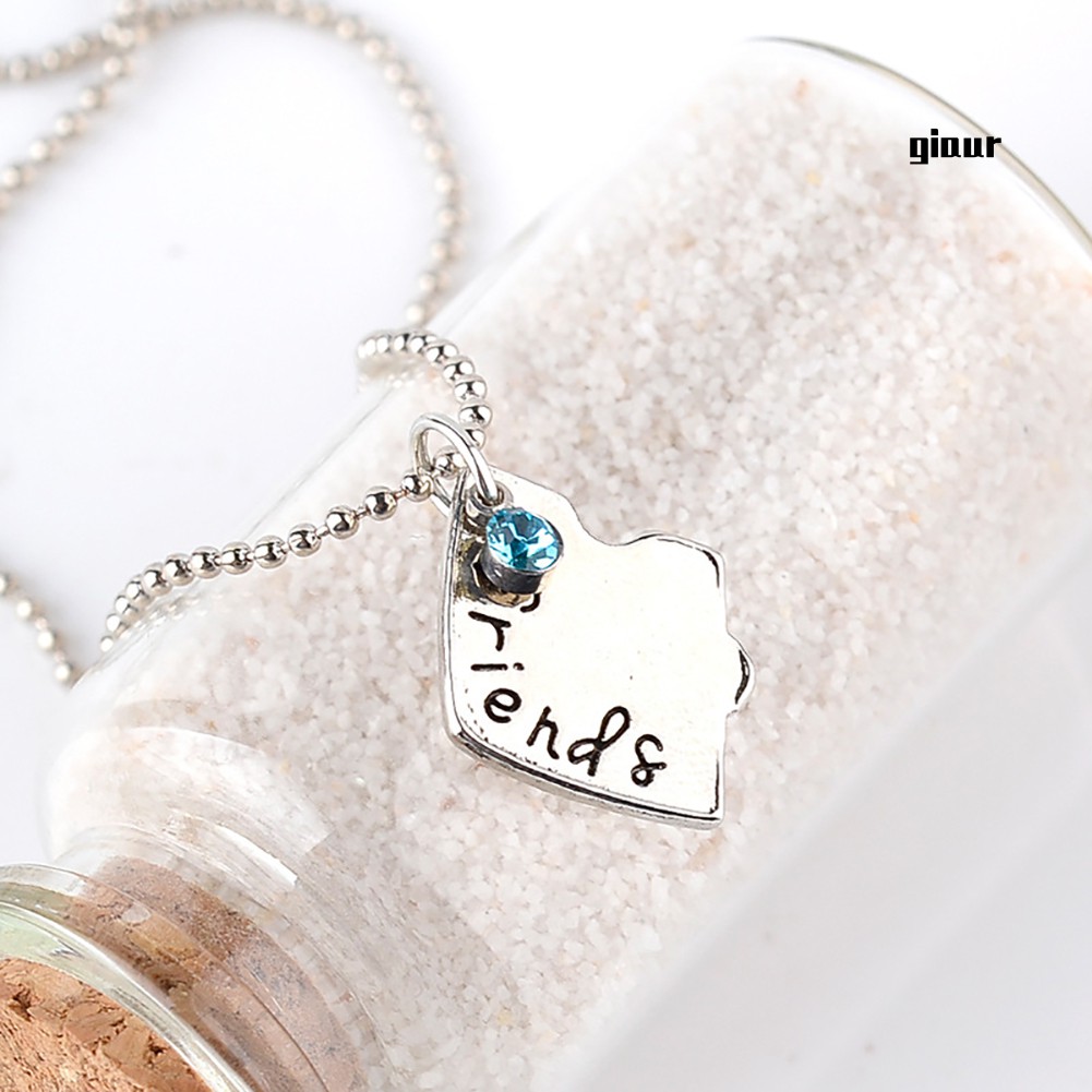 Set 3 vòng cổ Tình Bạn Mặt Trái Tim Đính Đá