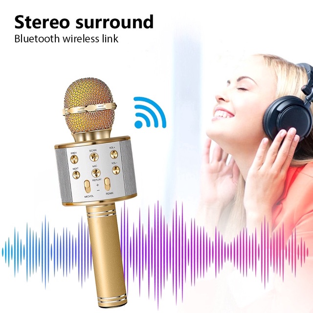 Micro karaoke kết Nối Không Dây Bluetooth WS858 Chính Hãng