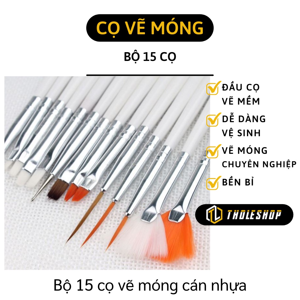 Cọ Vẽ Móng - Bộ 15 Cây Cọ Vẽ Nails Chuyên Dụng, Tán Vân Đá 6012