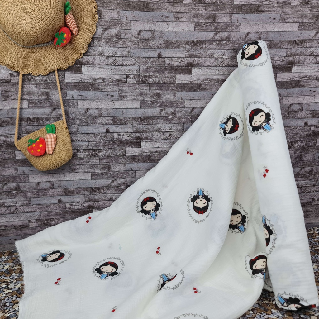 Vải Xô Muslin 2 lớp cao cấp - Các mẫu họa tiết dễ thương cho bé gái