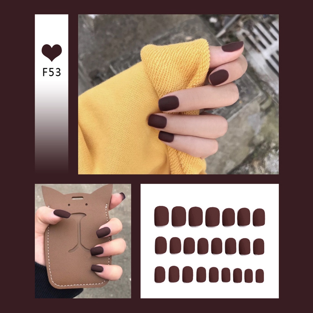 [Hàng mới về] Set 24 móng tay giả acrylic có keo dán thời trang làm đẹp cho nữ