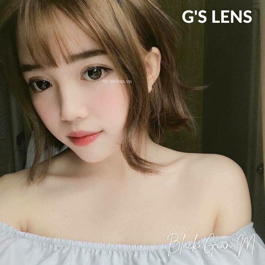 Lens Mắt Kính Áp Tròng Đen Trơn Size M Giãn Vừa 14.2mm Có 0 Đến 8 Độ Lệch Độ Black G'S LENS