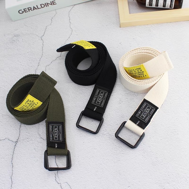 Thắt lưng vải canvas tem vàng TL026 Meo shop - dây nịt G-Dragon vải dù bản dây 3.3cm nam nữ gắn tag vàng
