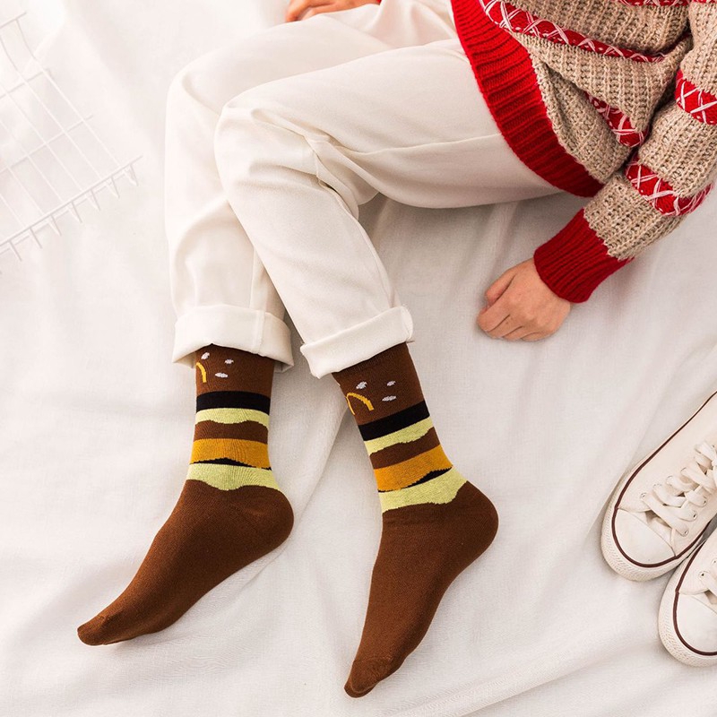 Vớ cotton cổ cao họa tiết nhiều màu sắc cá tính cho nam và nữ