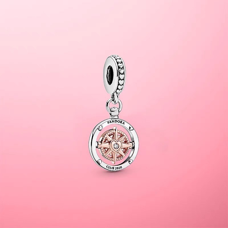 charm pan treo phối vàng hồng bạc s925