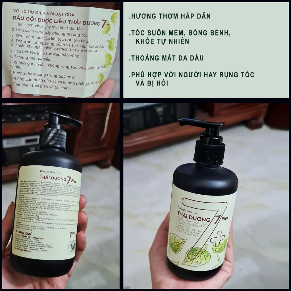 [Mẫu mới] [250ml] Dầu gội dược liệu Thái Dương 7Plus  (Vòi tiện dụng- Giảm ngứa và rụng tóc từ thảo dược)