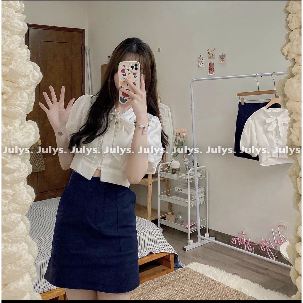 Set chân váy áo croptop kiểu nữ tiểu thư, Set đồ nữ sang chảnh cá tính mặc đi chơi cực xinh