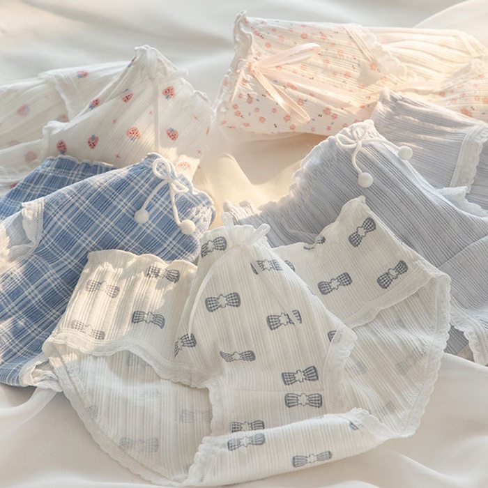 Quần lót TakeTalk vải cotton in họa tiết trái cây hoạt hình dễ thương cho nữ