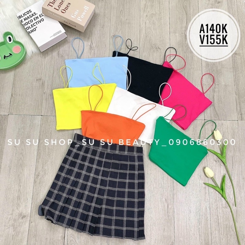 Áo hai dây nữ chất cotton mềm mịn co giãn nhiều màu