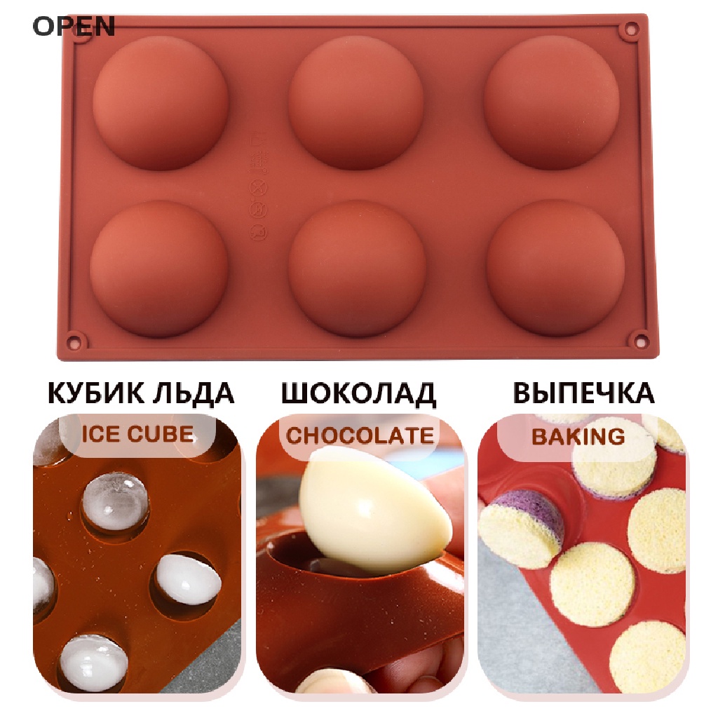 op Round Shape Cake Mold Brown Half Ball Sphere Silicone Chocolate Dessert Mould my