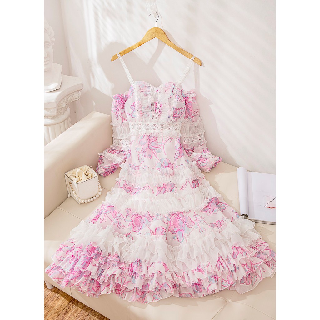 [Mã SKAMSALEP6 giảm 10% tối đa 100K đơn 150K] SÒ VINTAGE - GABI Đầm voan hai dây rớt tay phối ren | BigBuy360 - bigbuy360.vn