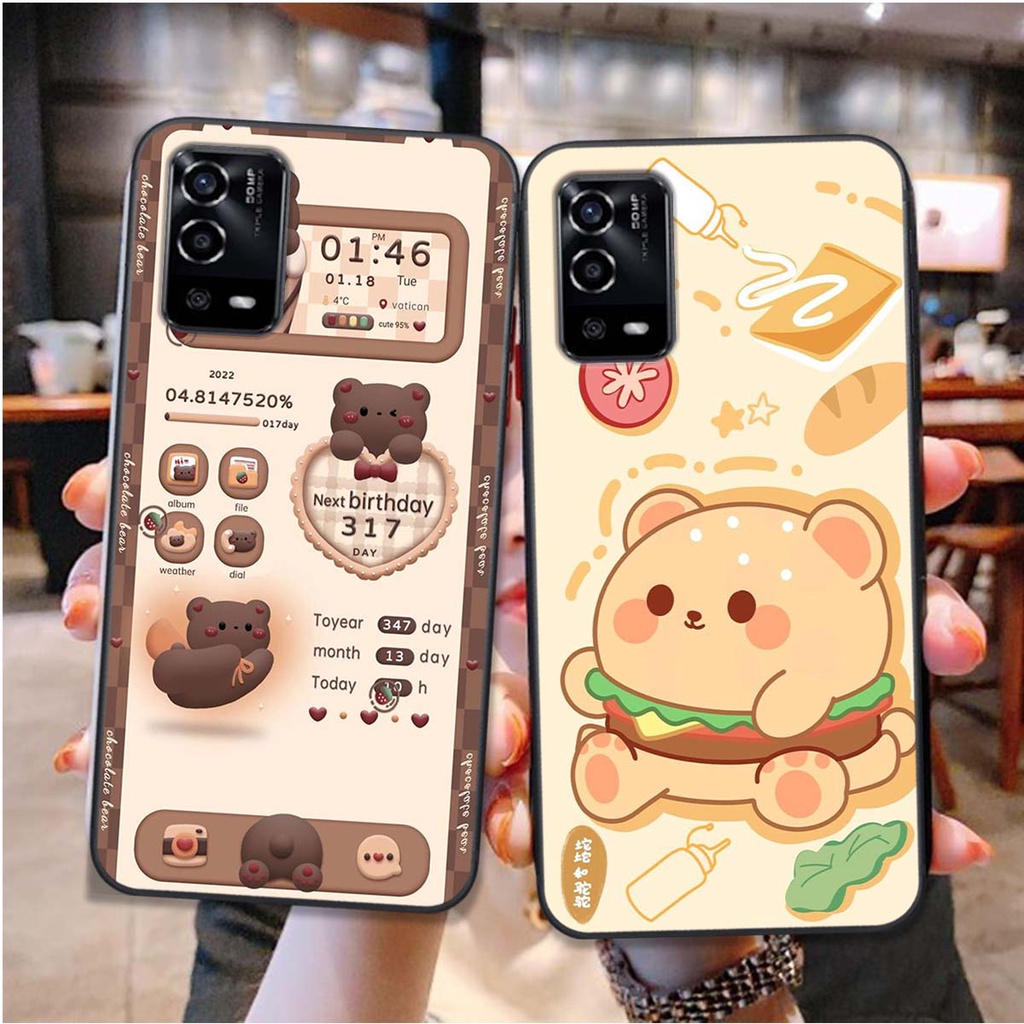 Ốp lưng điện thoại oppo a55 4g / a55 5g in hình gấu humberger chi bi vô cùng đáng yêu